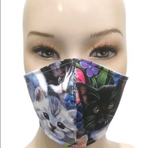 Fabric Face Mask CAT DESIGN, Washable, USA MADE!